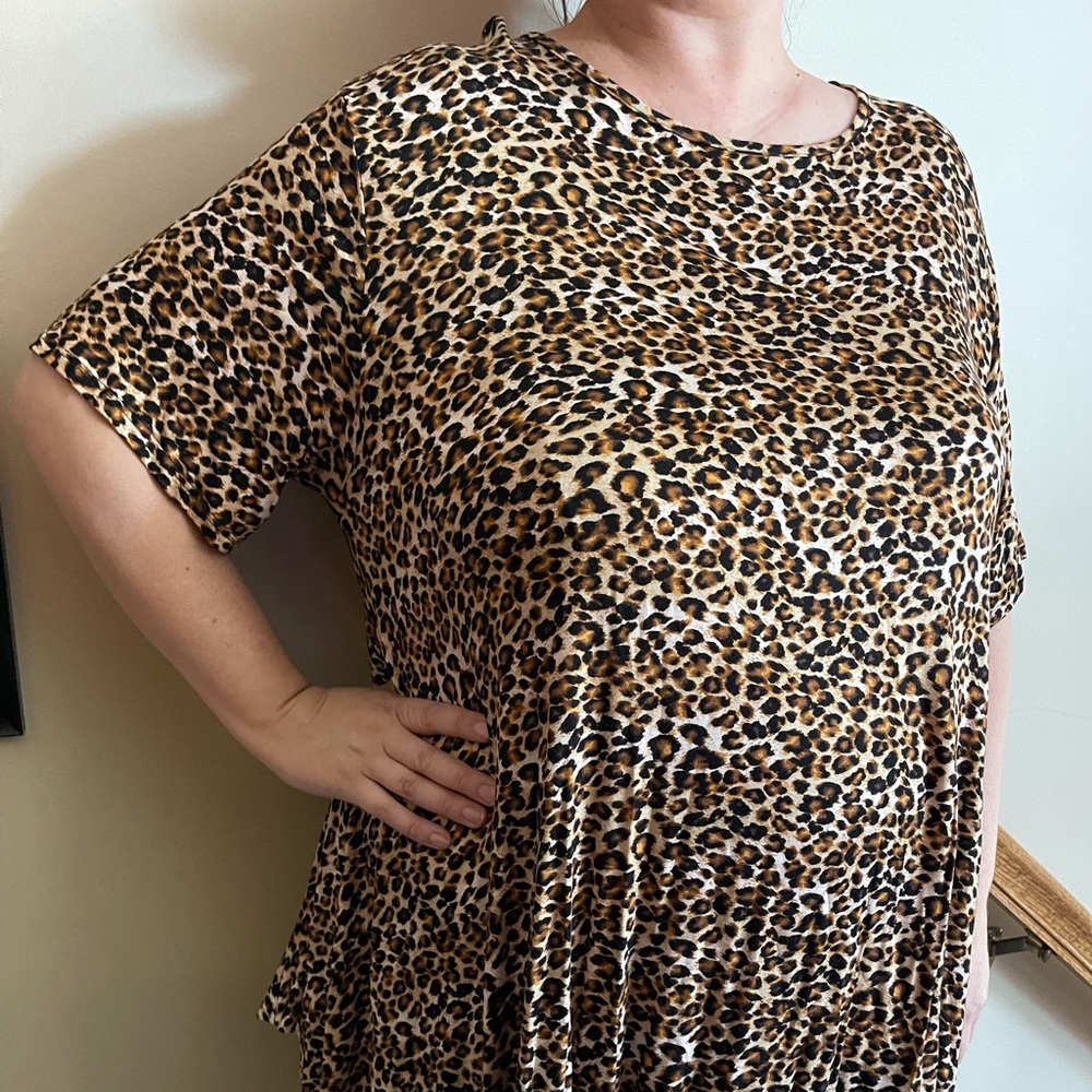 Leopard print asymmetrical tunic from Lucky and Blessed